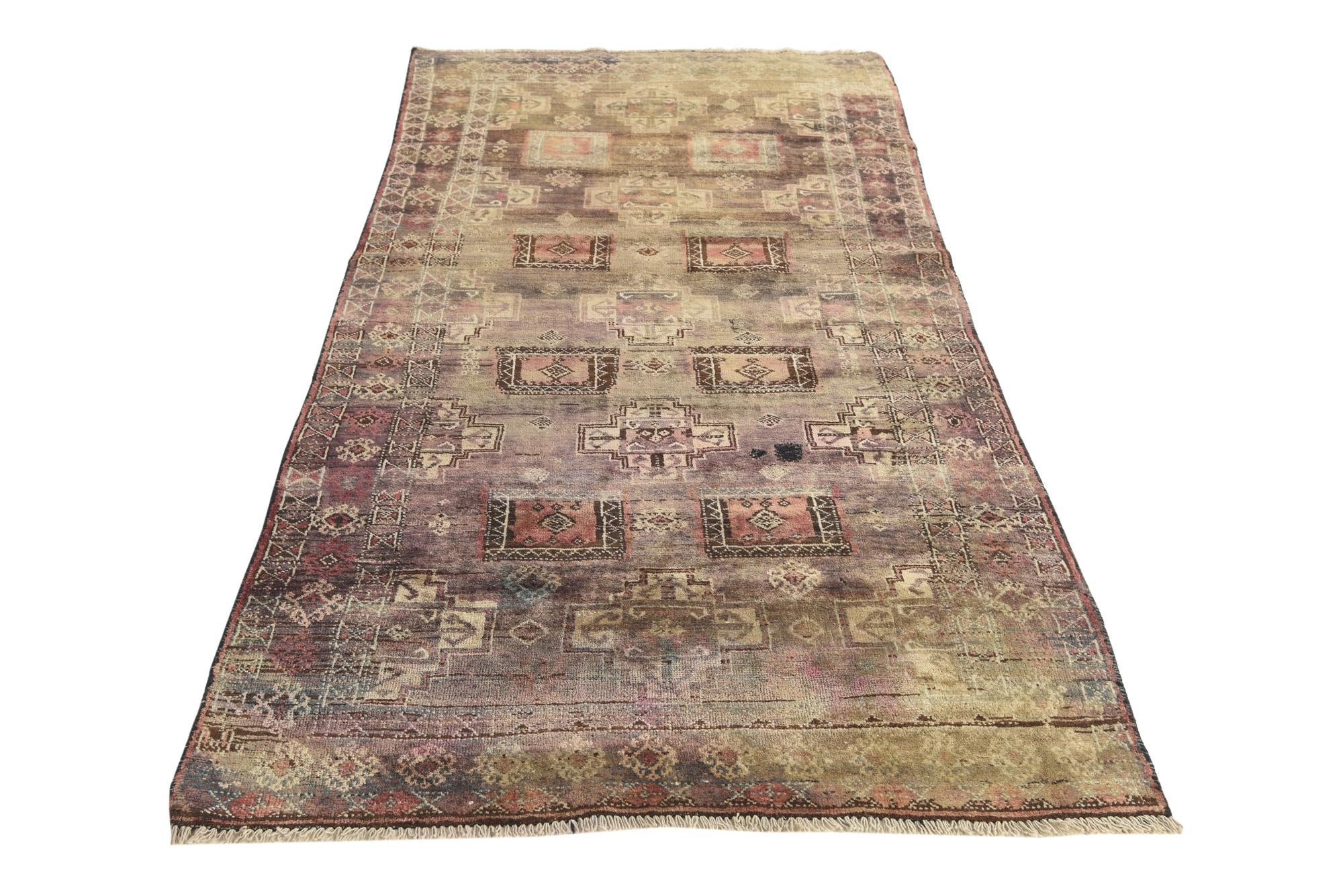 3' 9 x 7' 5 Hand Knotted Hamedan Persian Wool Runner Rug
