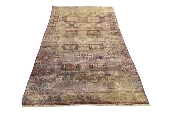 3' 9 x 7' 5 Hand Knotted Hamedan Persian Wool Runner Rug