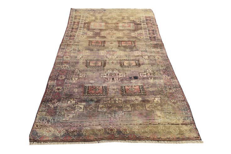 Detail image of 3' 9 x 7' 5 Hand Knotted Hamedan Persian Wool Runner Rug