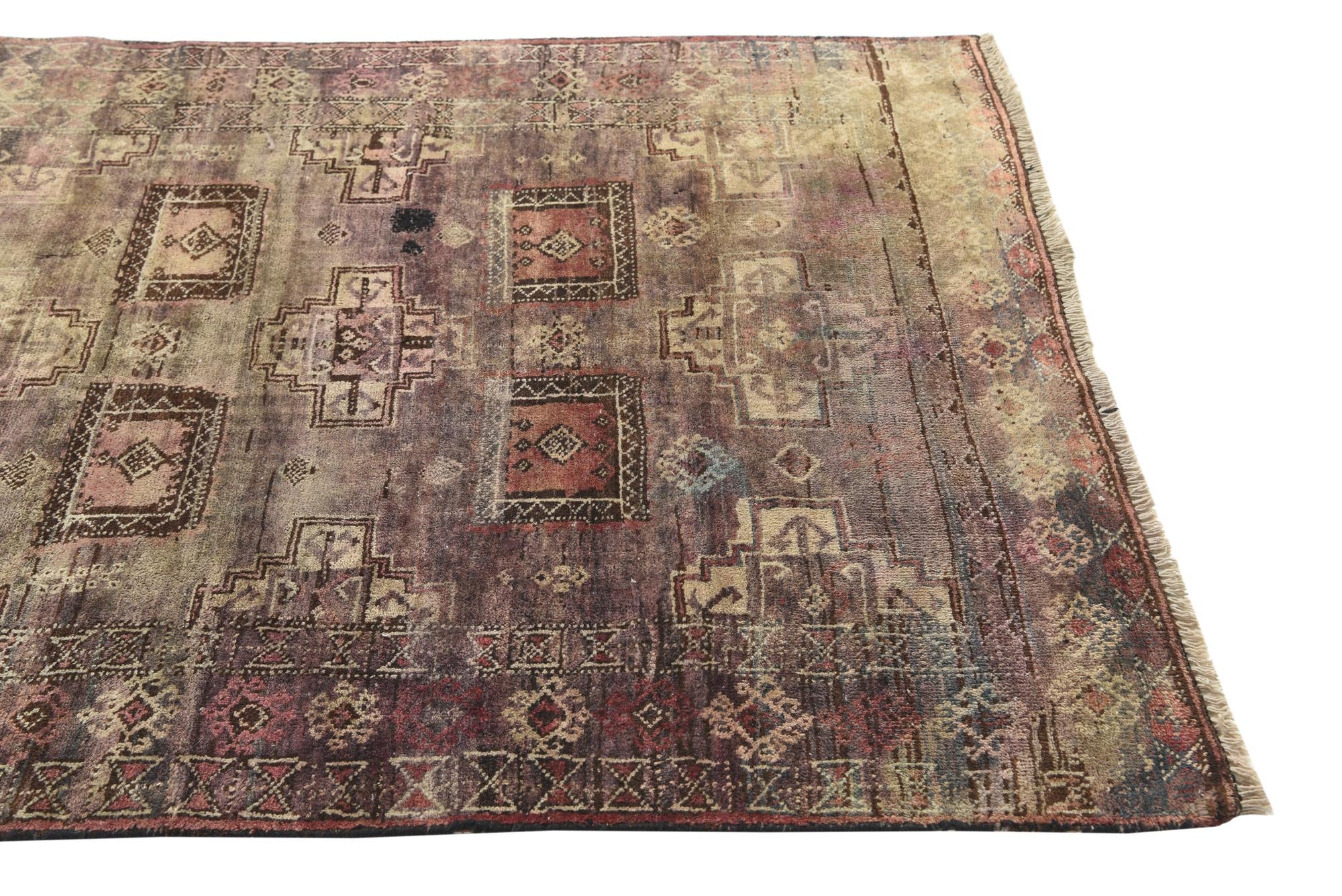 3' 9 x 7' 5 Hand Knotted Hamedan Persian Wool Runner Rug