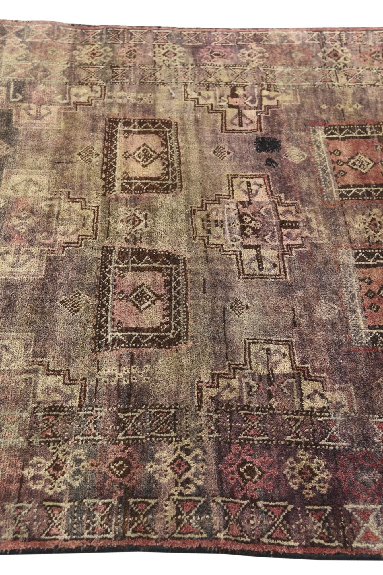 3' 9 x 7' 5 Hand Knotted Hamedan Persian Wool Runner Rug