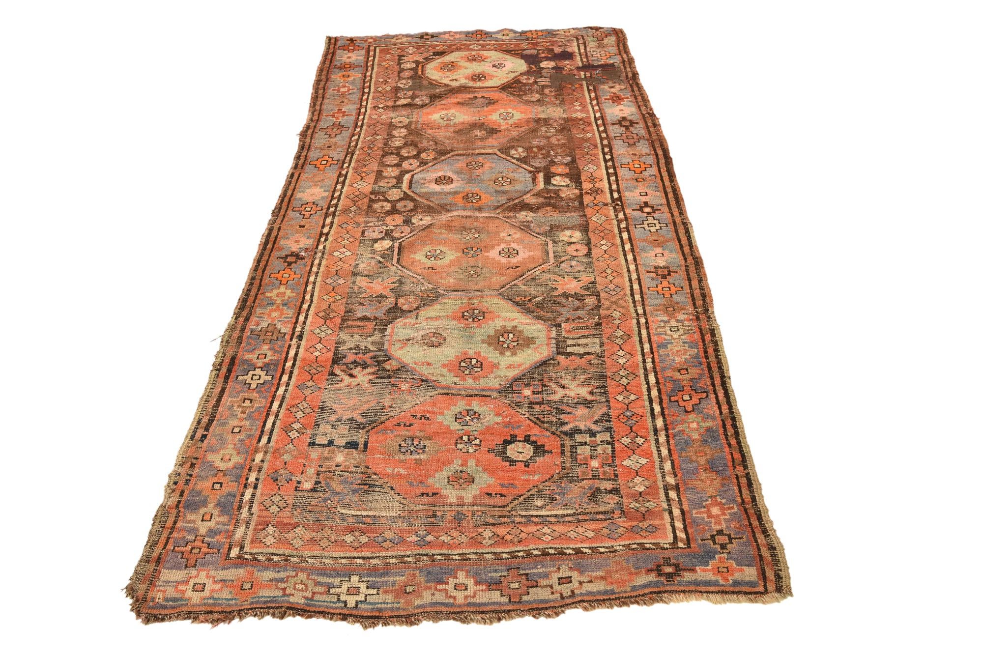 3' 8 x 7' 7 Hand Knotted Hamedan Persian Wool Runner Rug