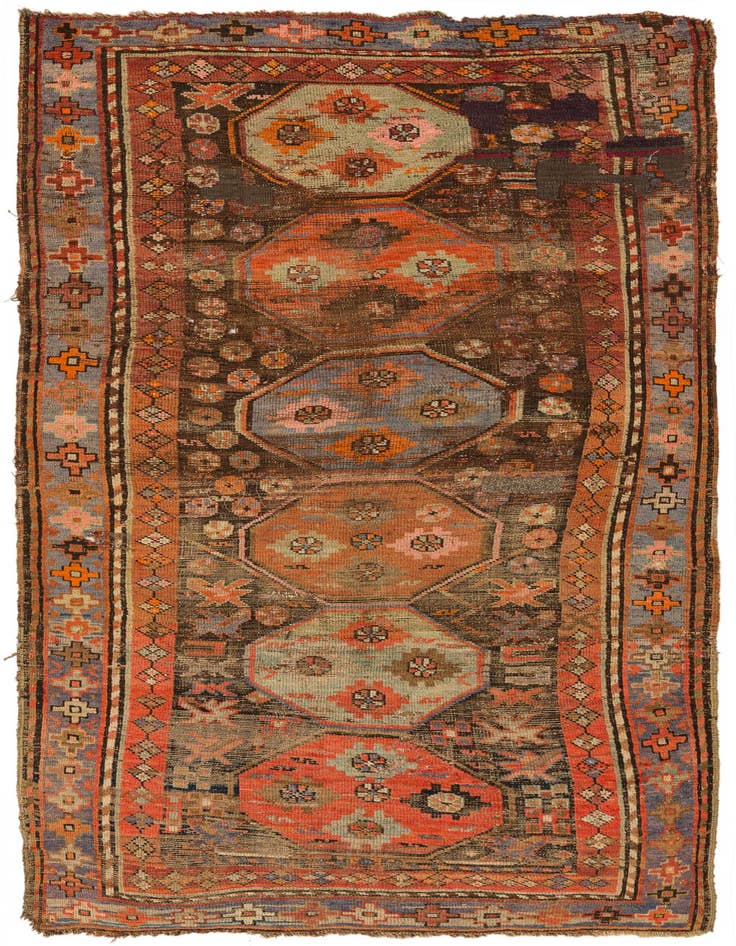 Detail image of 3' 8 x 7' 7 Hand Knotted Hamedan Persian Wool Runner Rug