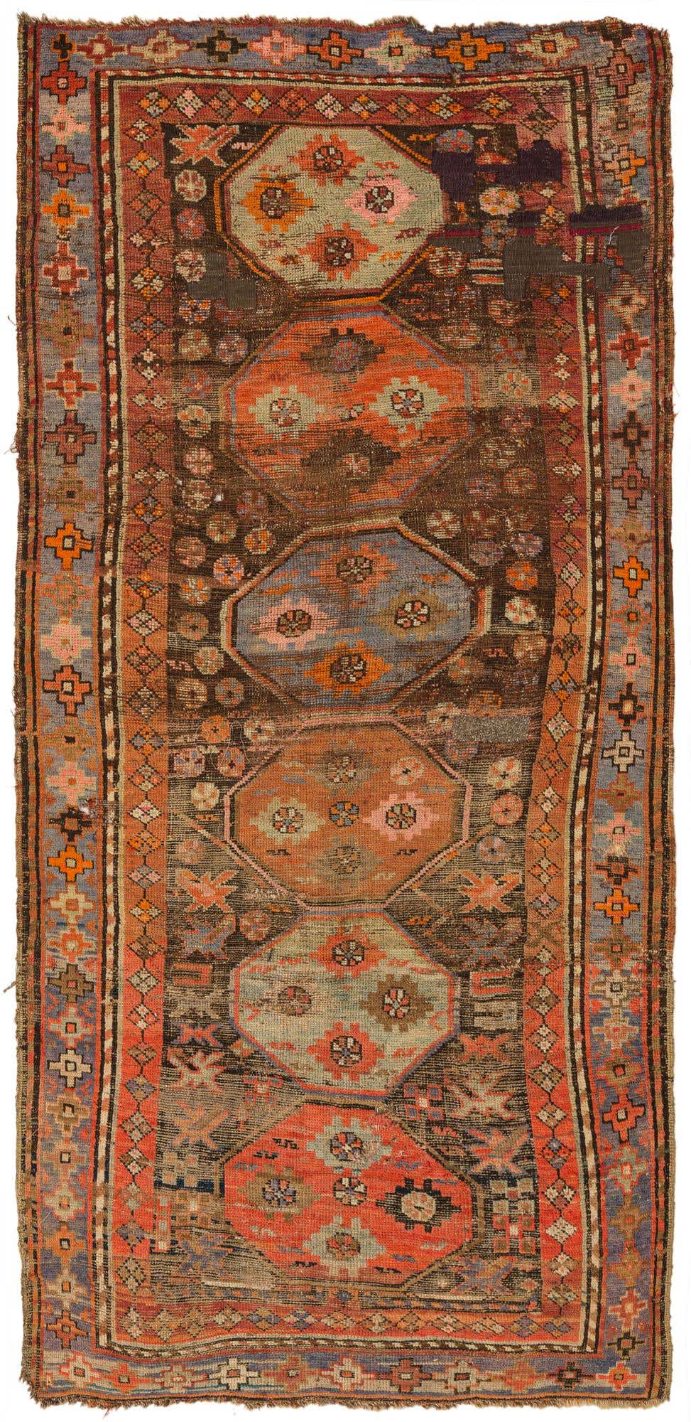 3' 8 x 7' 7 Hand Knotted Hamedan Persian Wool Runner Rug