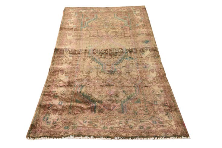 Detail image of 3' 2 x 6' 4 Hand Knotted Hamedan Persian Wool Runner Rug