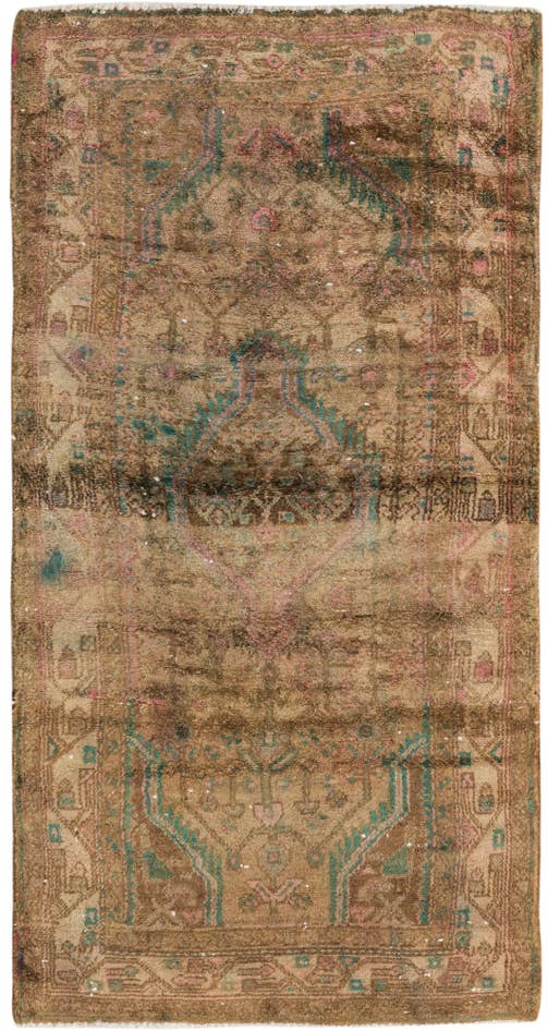 Detail image of 3' 2 x 6' 4 Hand Knotted Hamedan Persian Wool Runner Rug