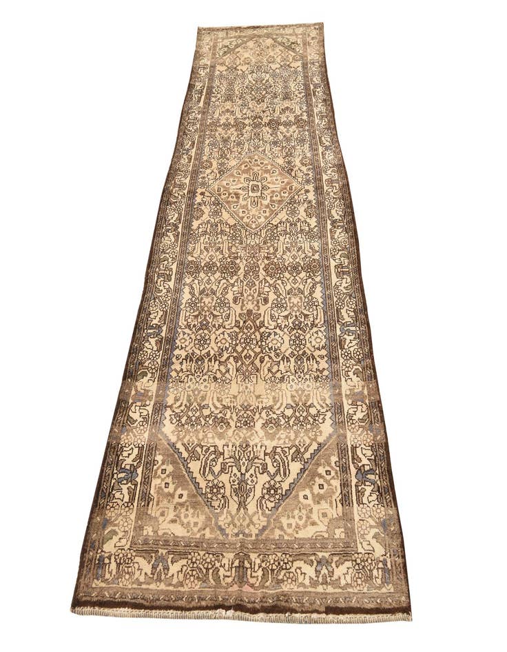 Detail image of 3' 5 x 10' Hand Knotted Hamedan Persian Wool Runner Rug