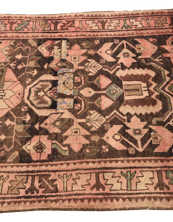 Detail image of 3' 7 x 9' Hand Knotted Hamedan Persian Wool Runner Rug
