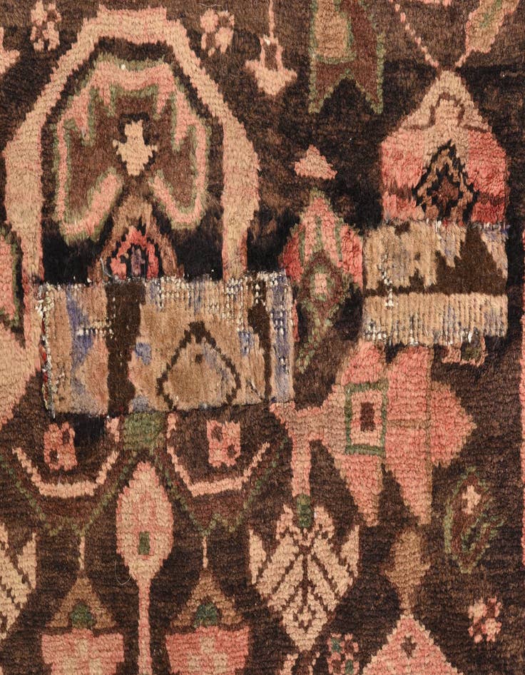 Detail image of 3' 7 x 9'  Hand Knotted Hamedan Persian Wool Runner Rug