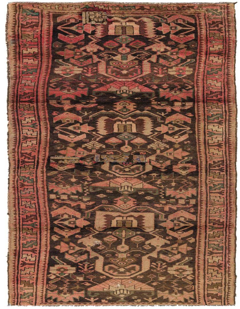 Primary image 3' 7 x 9'  Hand Knotted Hamedan Persian Wool Runner Rug