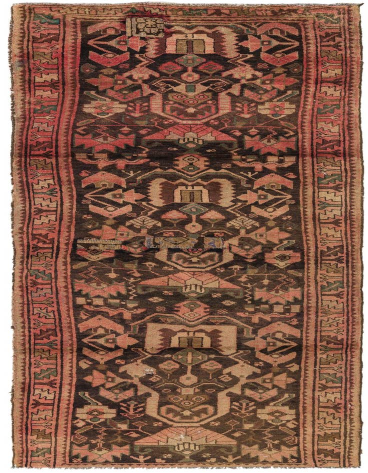 Detail image of 3' 7 x 9' Hand Knotted Hamedan Persian Wool Runner Rug