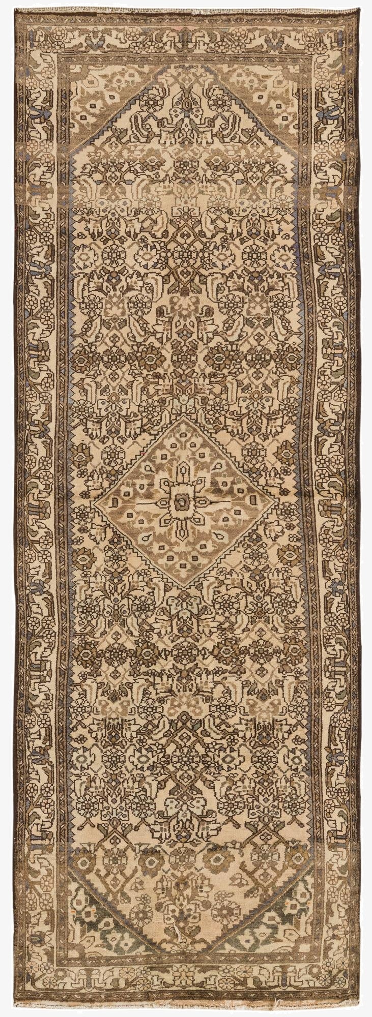  3' 5 x 10'  Hand Knotted Hamedan Persian Wool Runner Rug