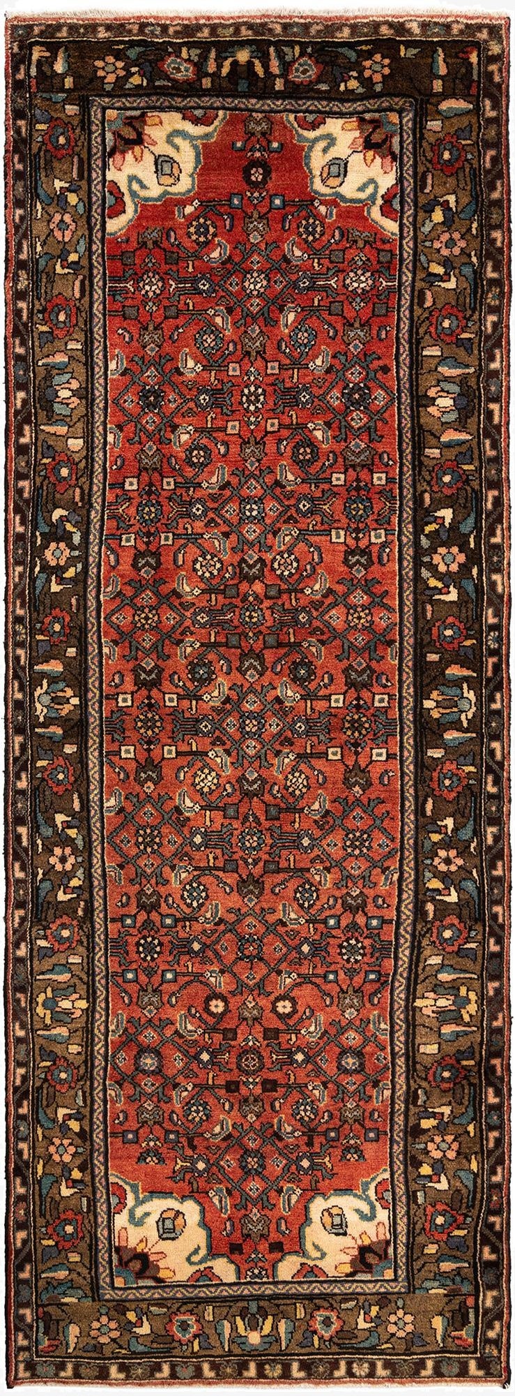 3' 11 x 10' 9 Hamedan Wool Runner Rug