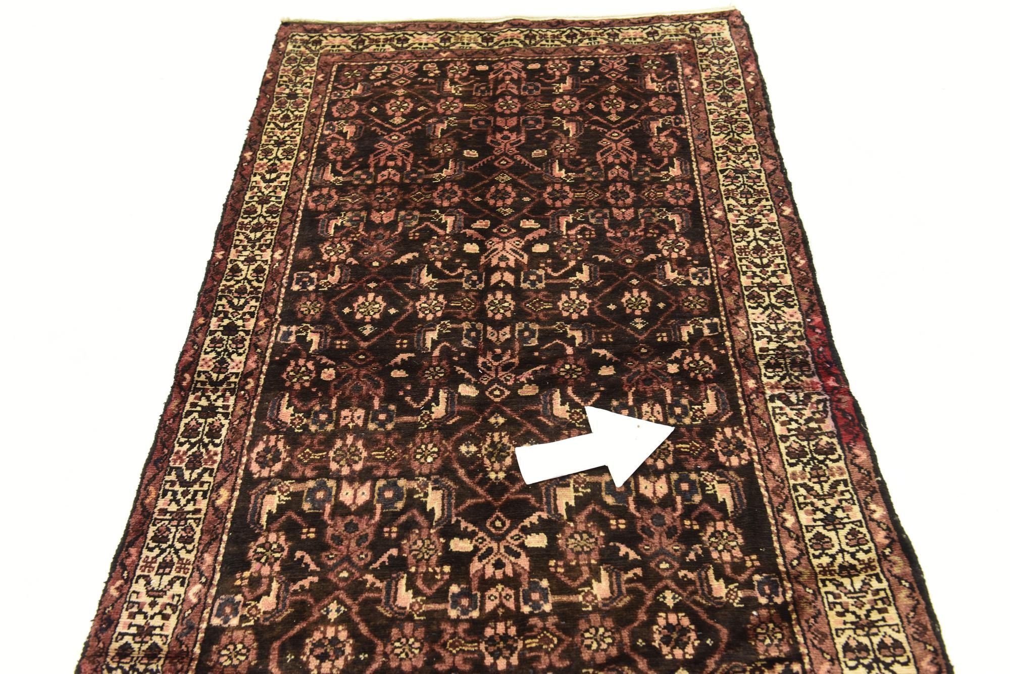 105cm x 305cm anudado a mano Hossainabad Alfombra Persa Lana Pasillera