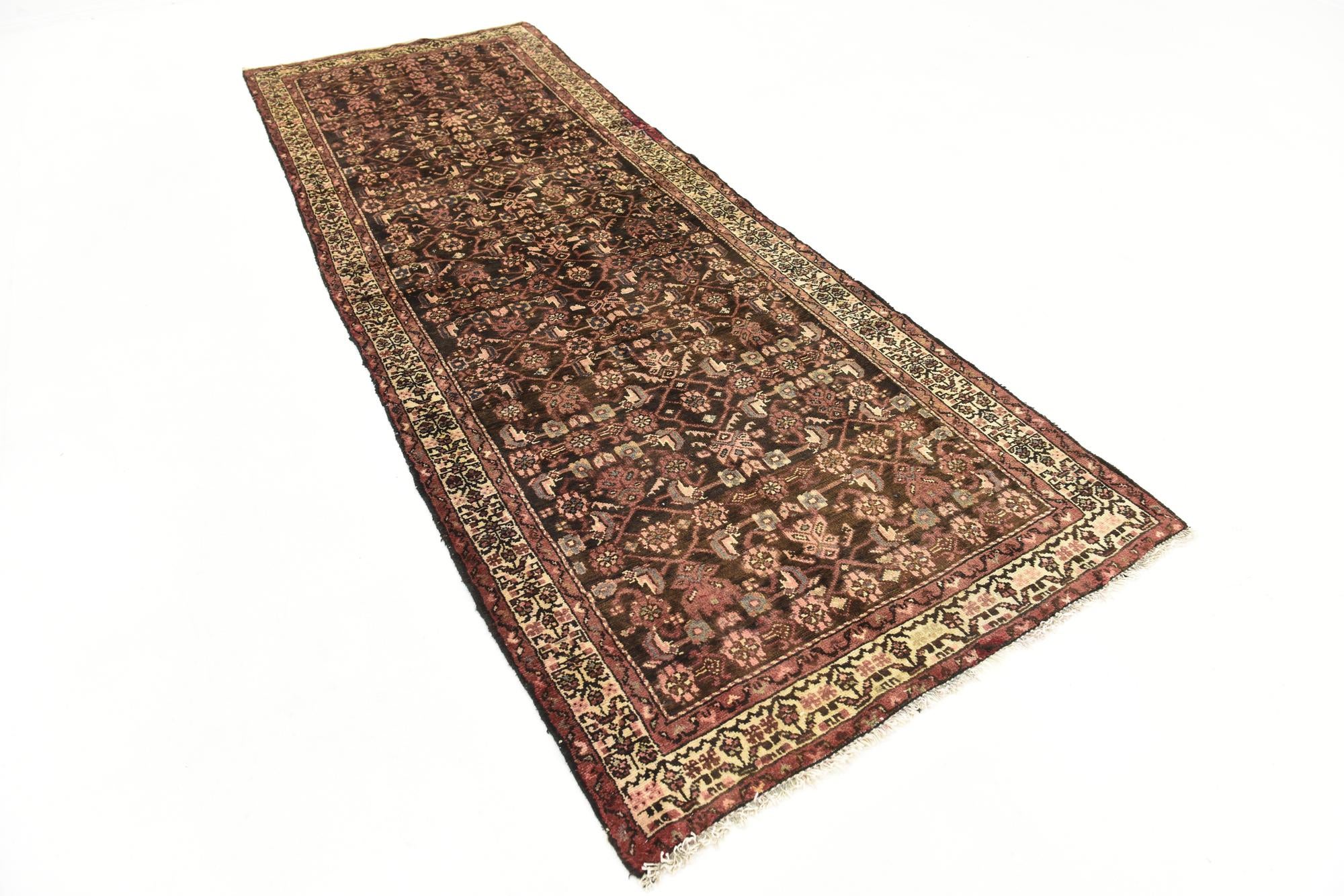 105cm x 305cm anudado a mano Hossainabad Alfombra Persa Lana Pasillera
