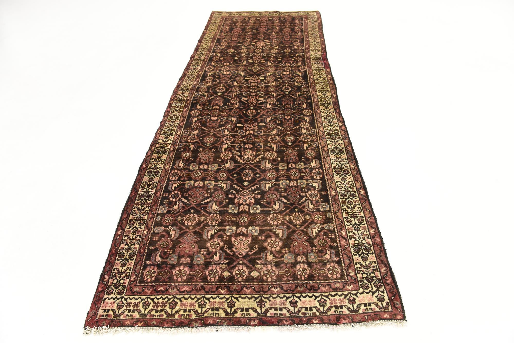 105cm x 305cm anudado a mano Hossainabad Alfombra Persa Lana Pasillera