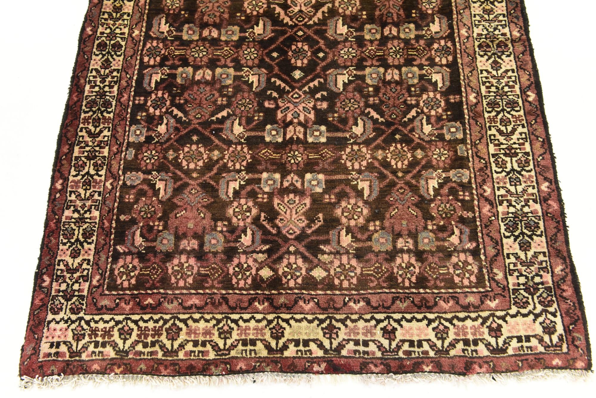 105cm x 305cm anudado a mano Hossainabad Alfombra Persa Lana Pasillera