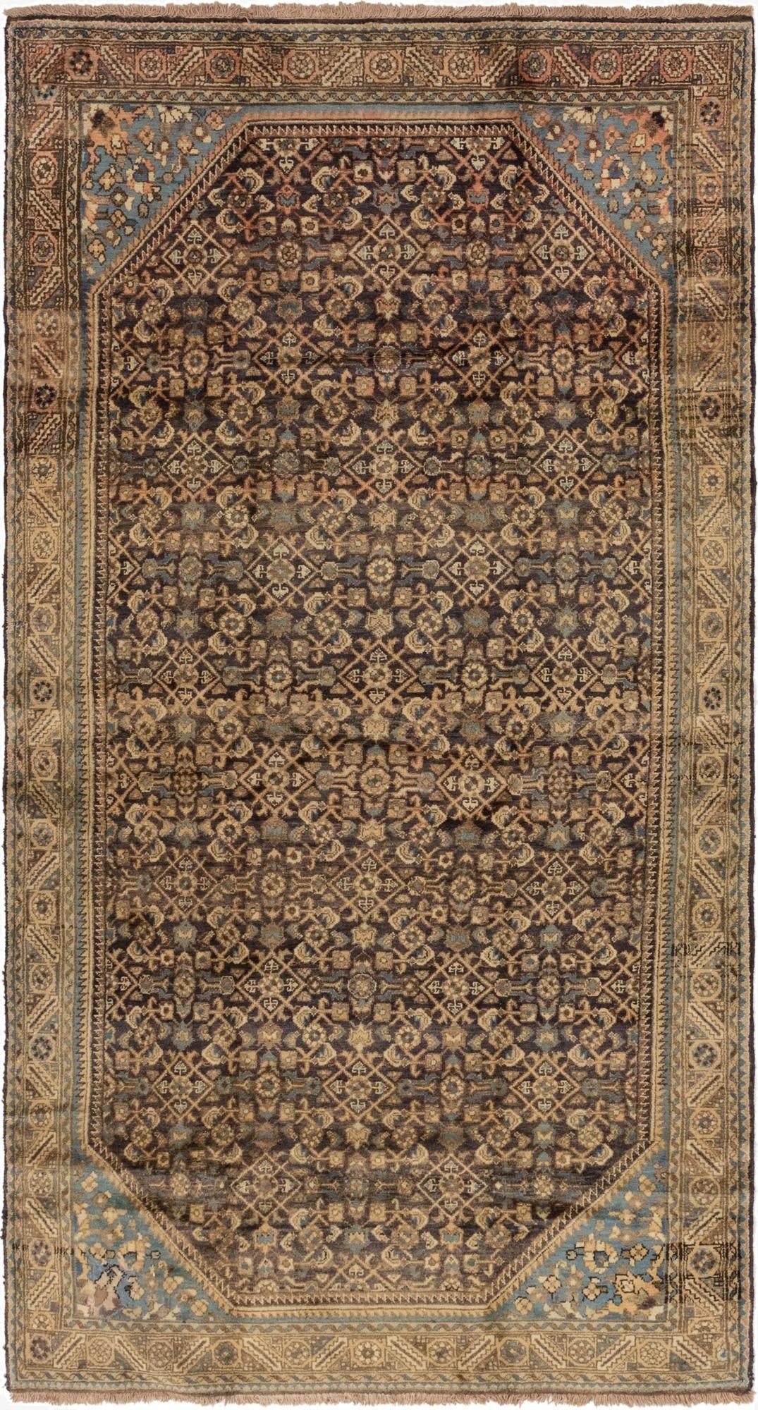 5' x 9' 9  Hand Knotted Hossainabad Persian Wool Runner Rug
