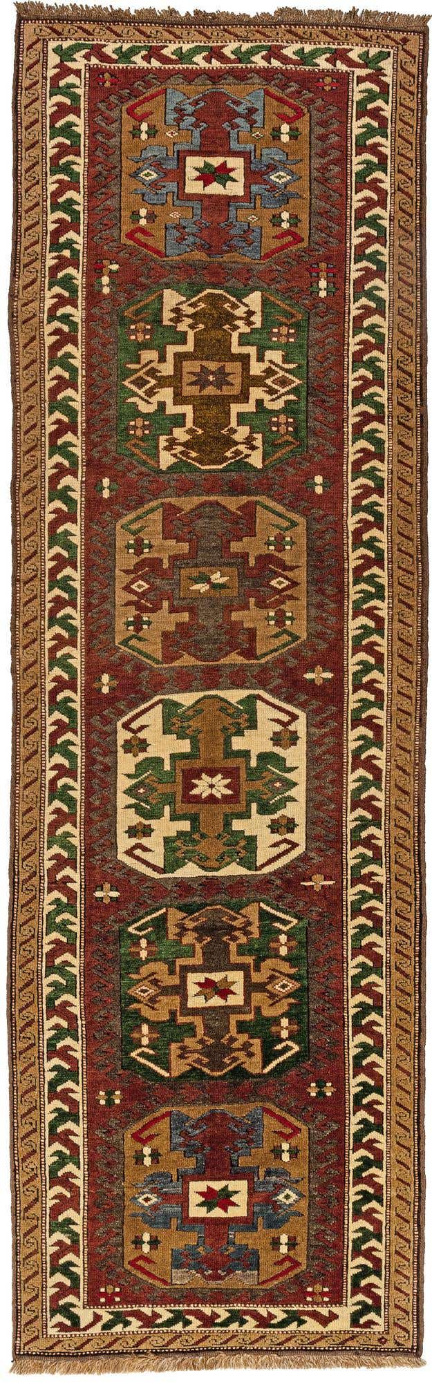 3' x 9' 9 Hand Knotted Kazak Wool Runner Rug