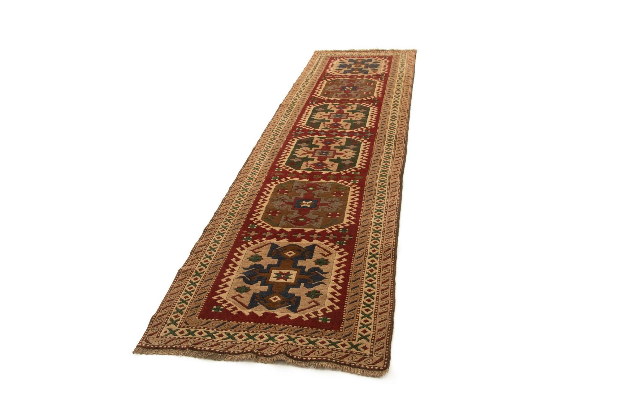 3' 2 x 12' 7 Kazak Runner Rug