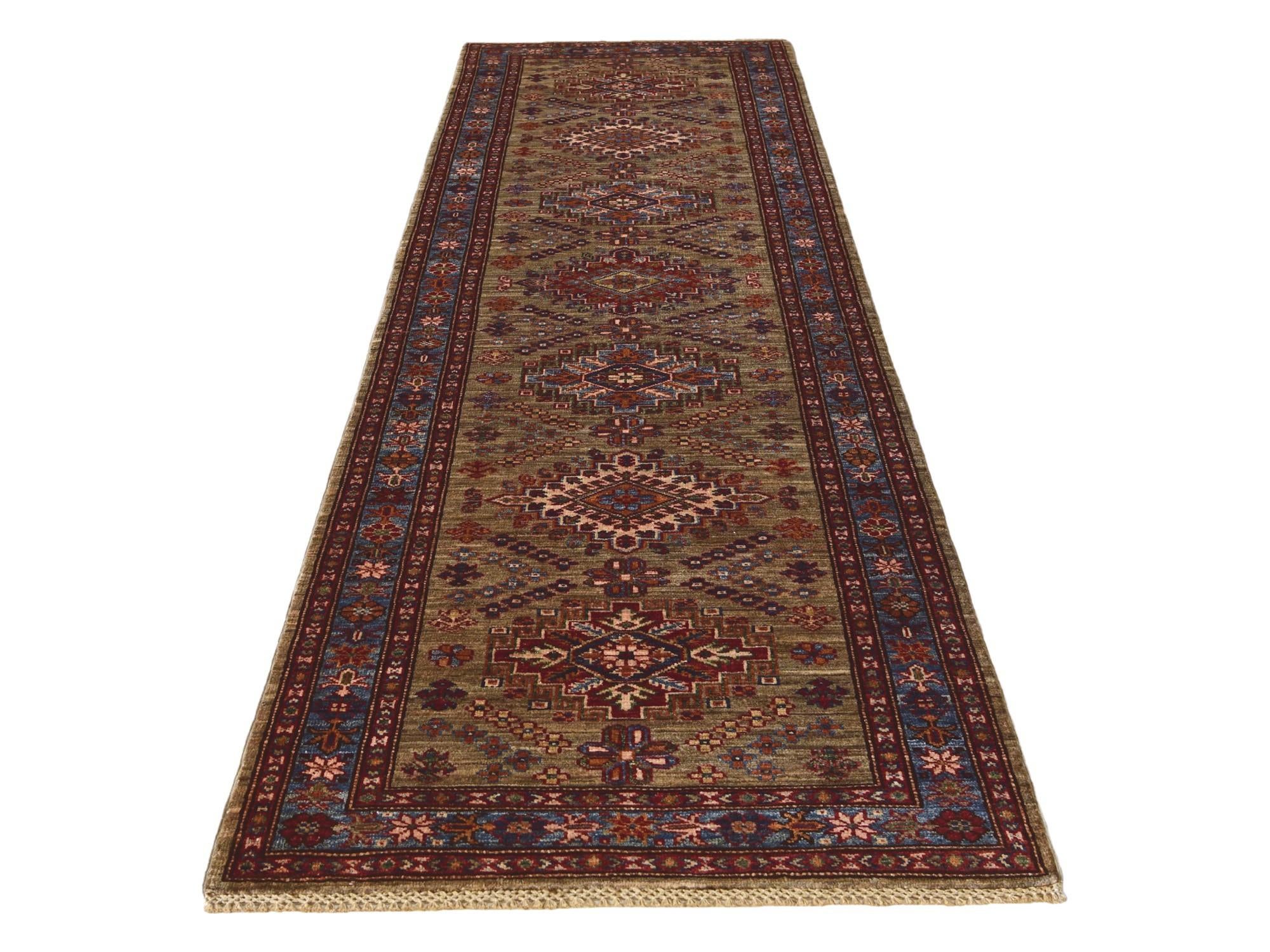 2' 11 x 9' 7 Hand Knotted Kazak Runner Rug