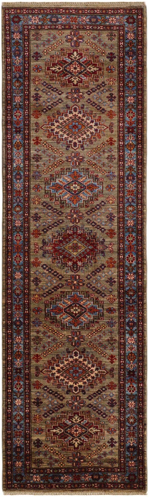 2' 11 x 9' 7 Hand Knotted Kazak Runner Rug