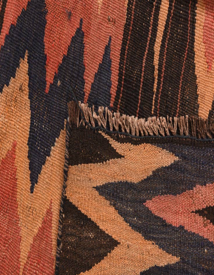 Detail image of 5' 2 x 10' 2  Hand Woven Kilim Afghan Wool Runner Rug