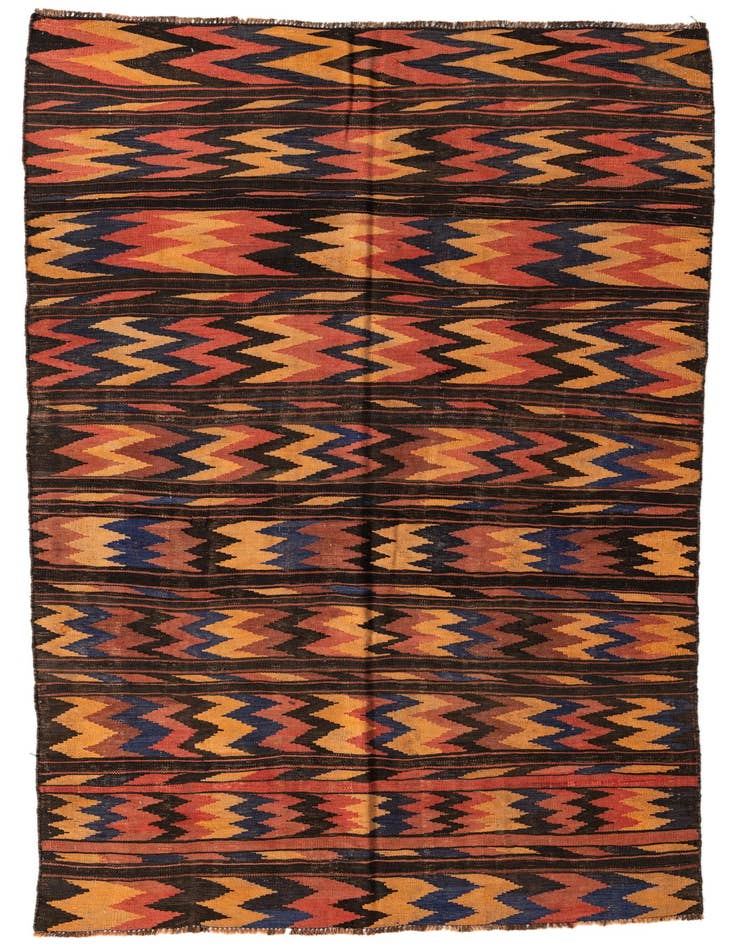 Detail image of 5' 2 x 10' 2 Hand Woven Kilim Afghan Wool Runner Rug