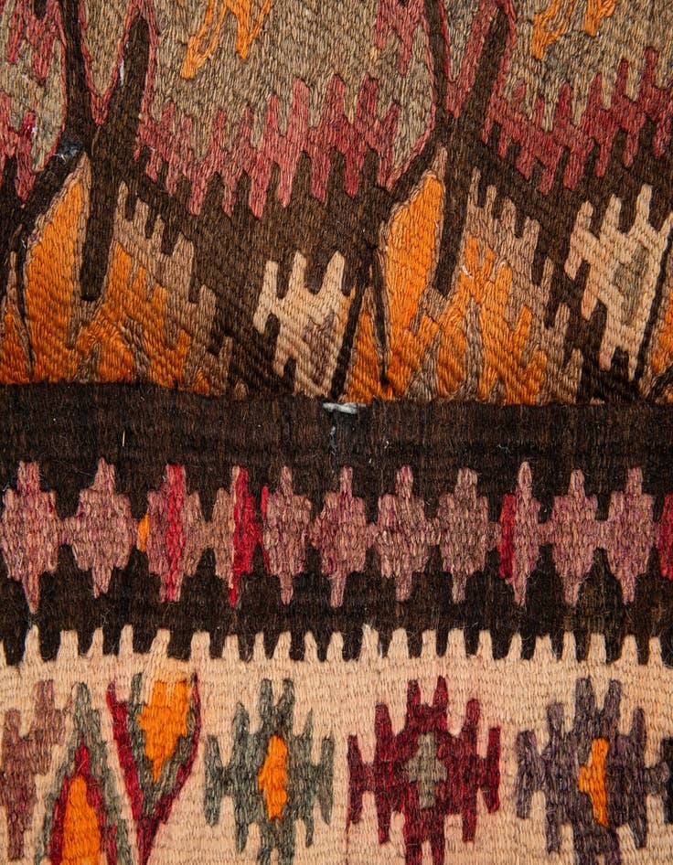 Detail image of 3' 5 x 12' 5  Hand Woven Kilim Fars Wool Runner Rug