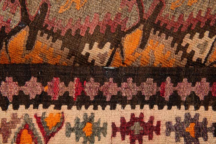 3' 5 x 12' 5 Hand Woven Kilim Fars Wool Runner Rug