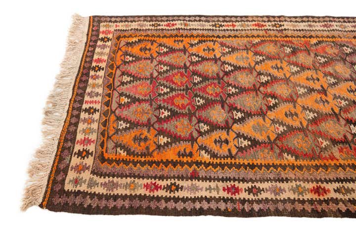 3' 5 x 12' 5 Hand Woven Kilim Fars Wool Runner Rug