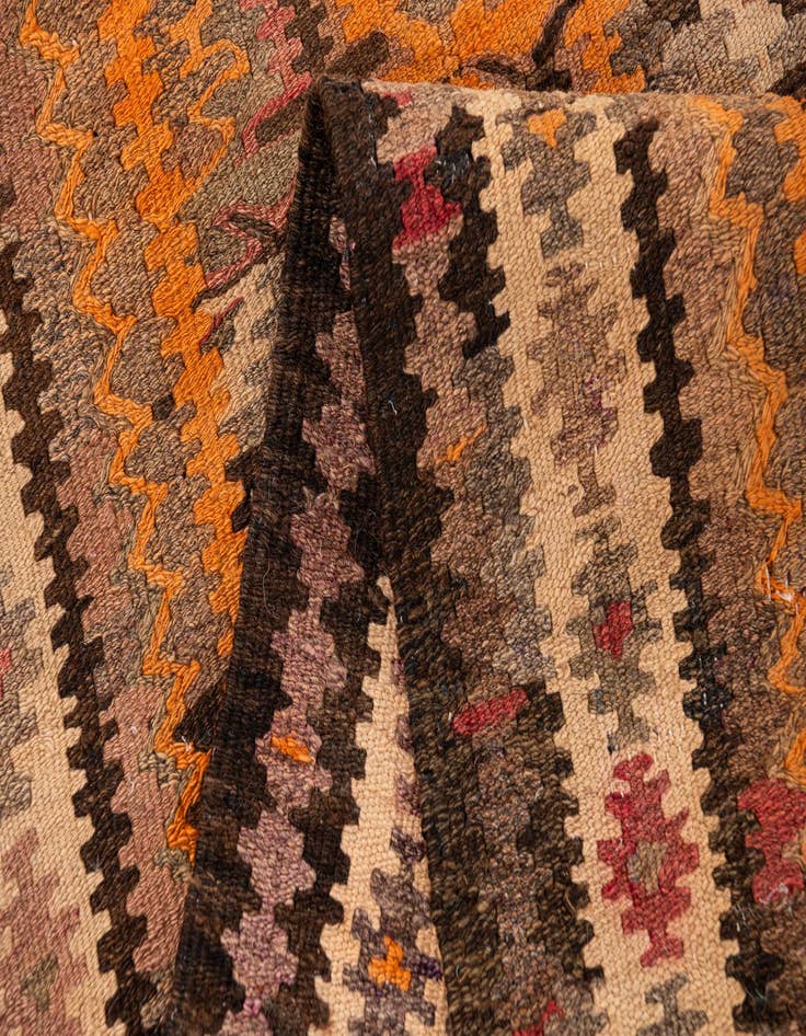 Detail image of 3' 5 x 12' 5  Hand Woven Kilim Fars Wool Runner Rug