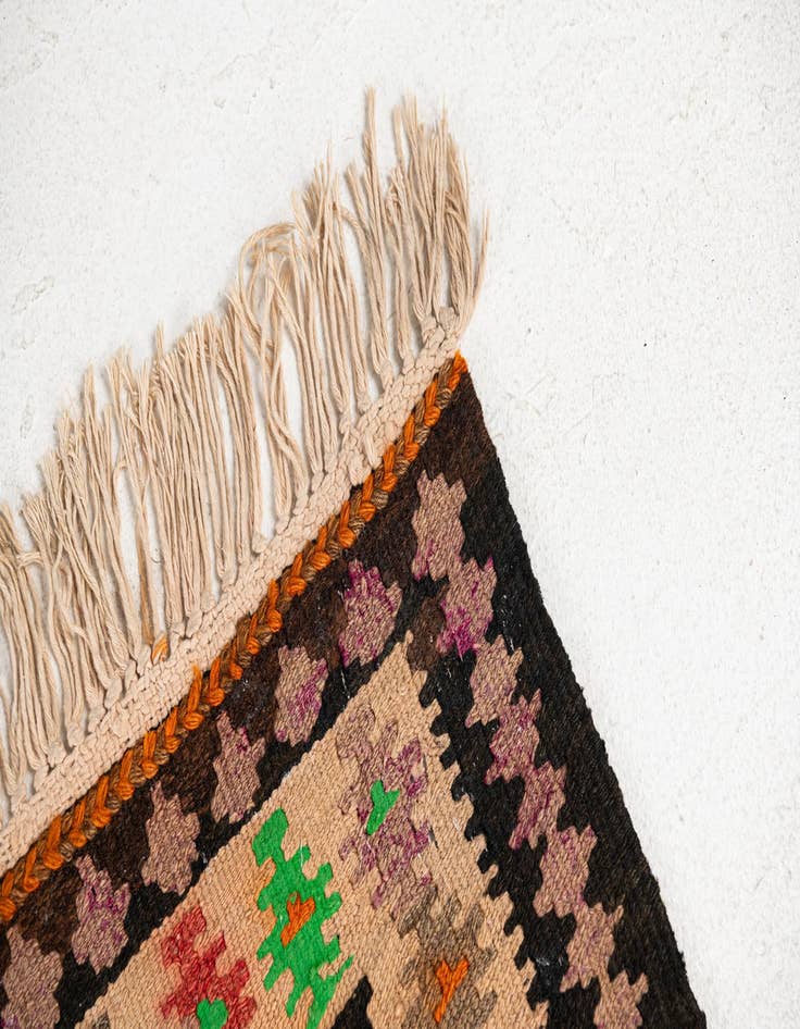 Detail image of 3' 5 x 12' 5  Hand Woven Kilim Fars Wool Runner Rug