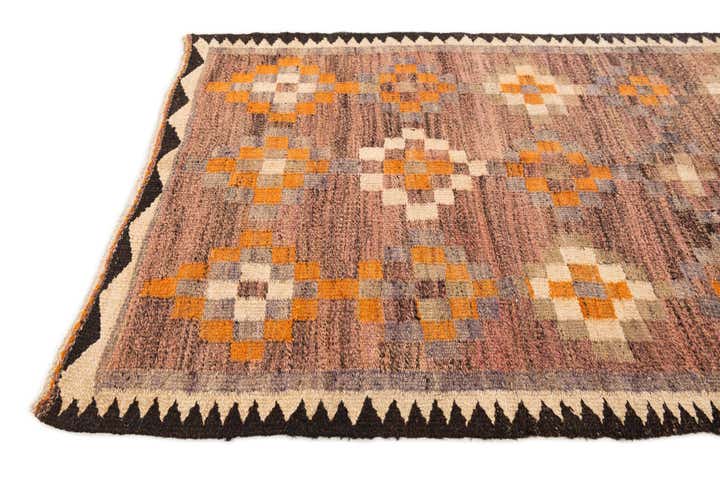 3' 9 x 7' 4 Hand Woven Kilim Fars Wool Runner Rug