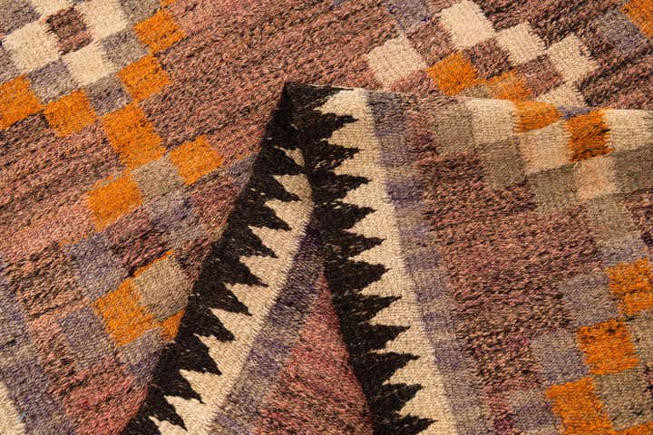 3' 9 x 7' 4 Hand Woven Kilim Fars Wool Runner Rug