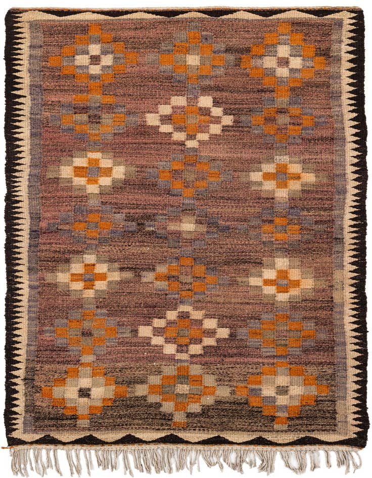 Detail image of 3' 9 x 7' 4 Hand Woven Kilim Fars Wool Runner Rug