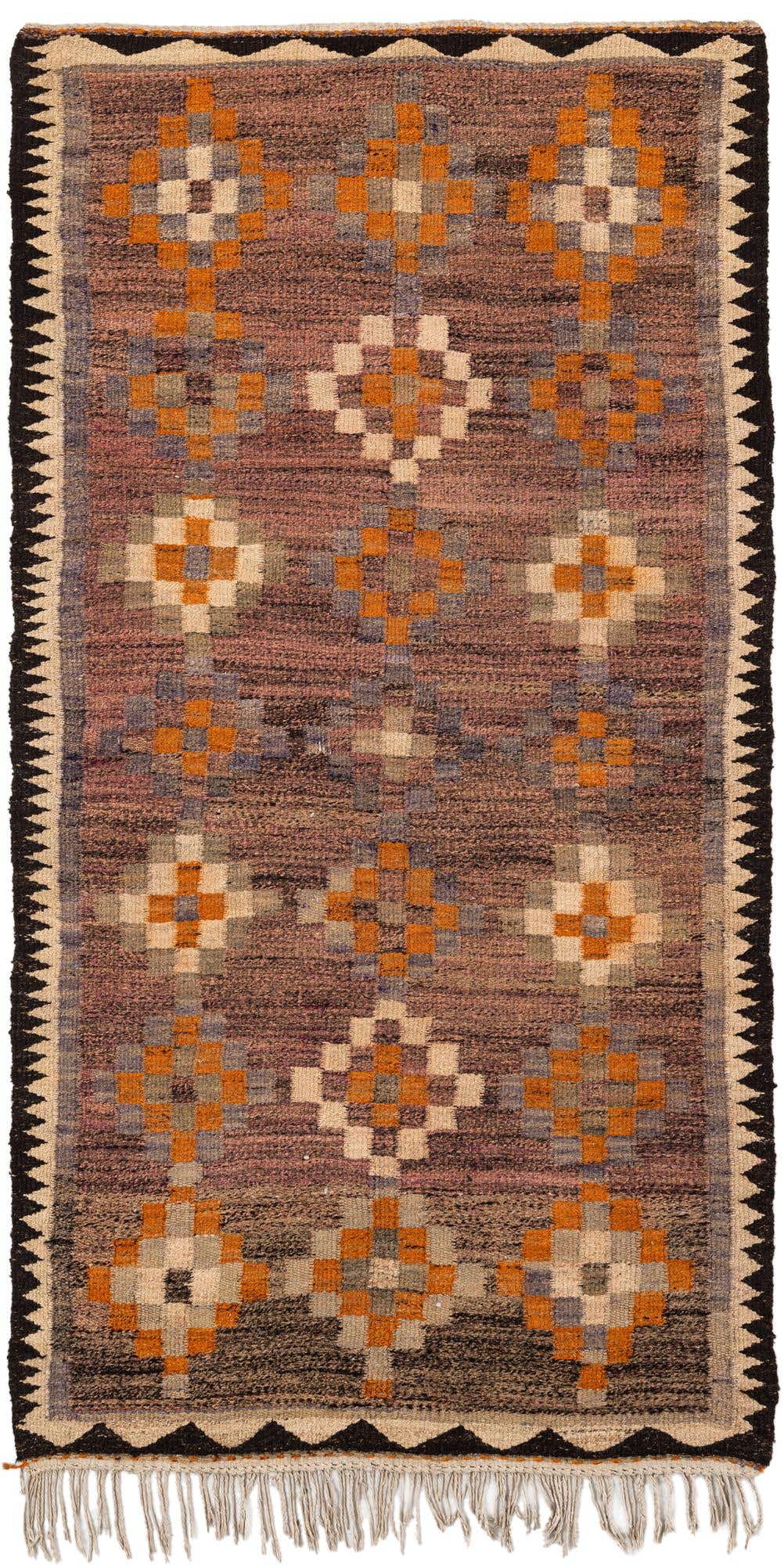 3' 9 x 7' 4 Hand Woven Kilim Fars Wool Runner Rug