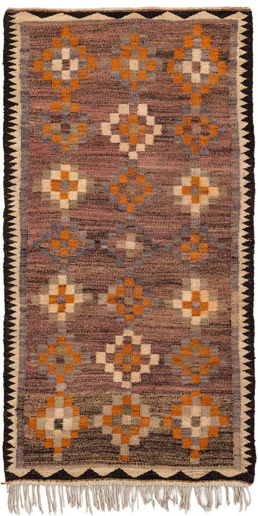 3' 9 x 7' 4 Hand Woven Kilim Fars Wool Runner Rug