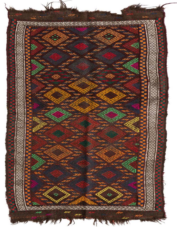 Detail image of 2' 4 x 6' 2 Hand Knotted Kilim Fars Persian Wool Runner Rug