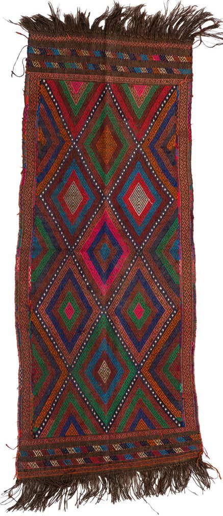 2' 6 x 6' 2 Hand Knotted Kilim Fars Persian Wool Runner Rug