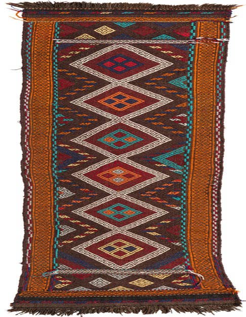 Detail image of 2' x 9' 9 Hand Knotted Kilim Fars Persian Wool Runner Rug