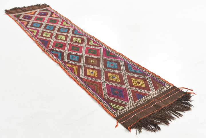 2' 1 x 9' 7 Hand Knotted Kilim Fars Persian Wool Runner Rug