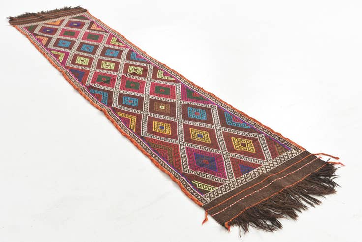 Detail image of 2' 1 x 9' 7 Hand Knotted Kilim Fars Persian Wool Runner Rug