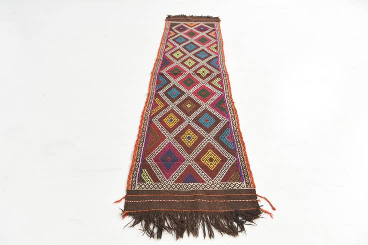 Detail image of 2' 1 x 9' 7 Hand Knotted Kilim Fars Persian Wool Runner Rug