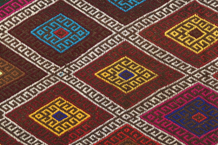 Detail image of 2' 1 x 9' 7 Hand Knotted Kilim Fars Persian Wool Runner Rug
