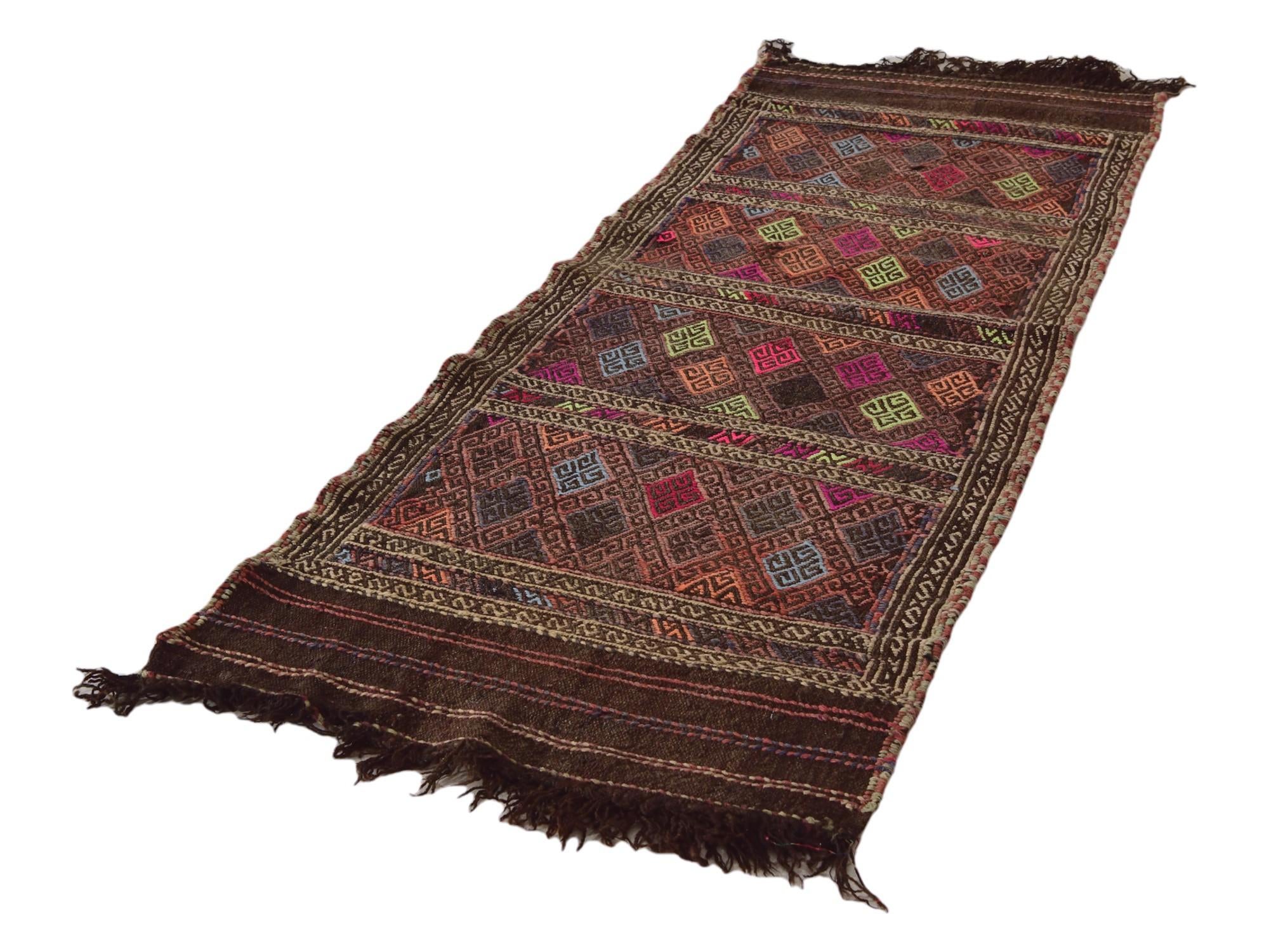 2' x 5' 7 Hand Knotted Kilim Fars Persian Wool Runner Rug