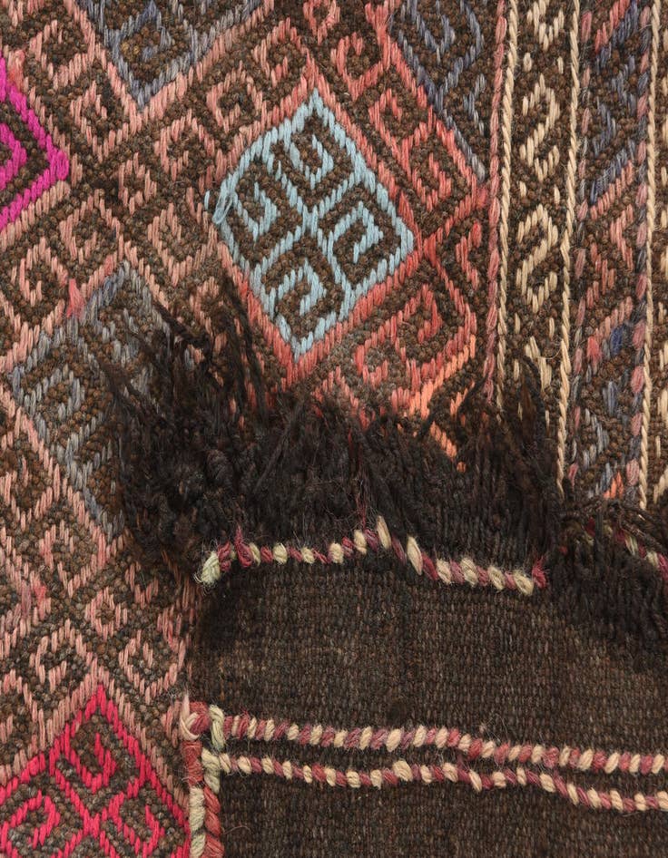 Detail image of 2' x 5' 7  Hand Knotted Kilim Fars Persian Wool Runner Rug