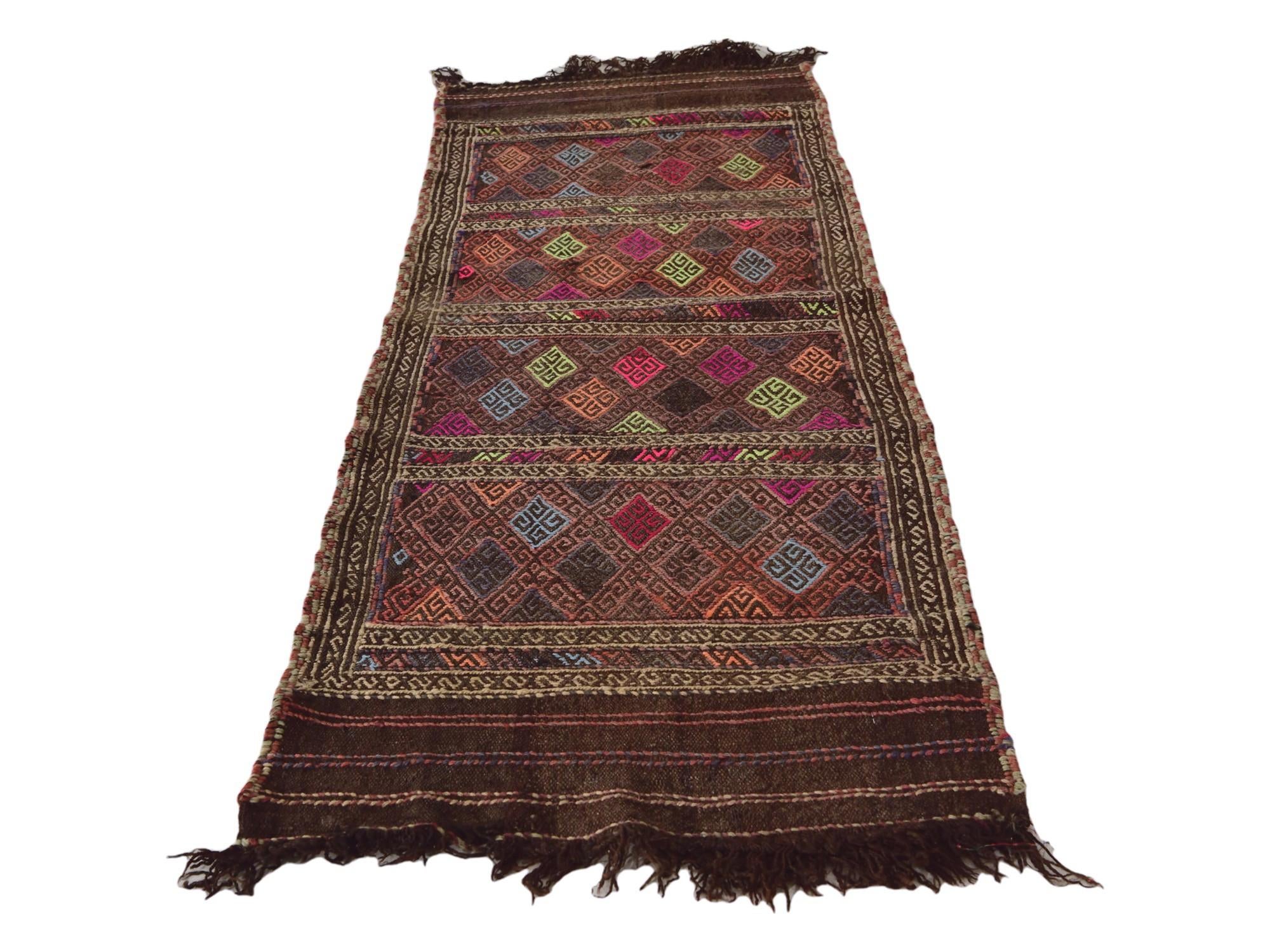 2' x 5' 7 Hand Knotted Kilim Fars Persian Wool Runner Rug