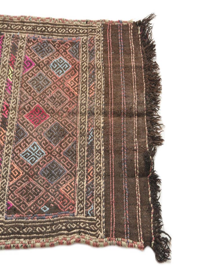 Detail image of 2' x 5' 7  Hand Knotted Kilim Fars Persian Wool Runner Rug