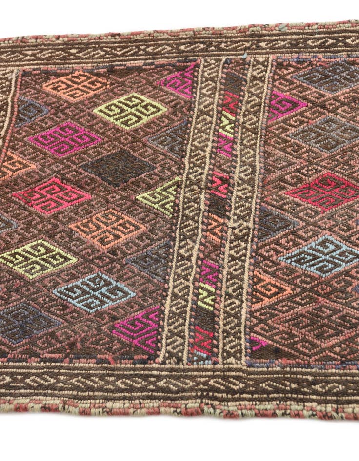 Detail image of 2' x 5' 7  Hand Knotted Kilim Fars Persian Wool Runner Rug